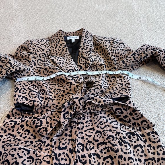 Good American Velvet Leopard Blazer Jacket Animal Print Neutral Career SMALL - Picture 8 of 15
